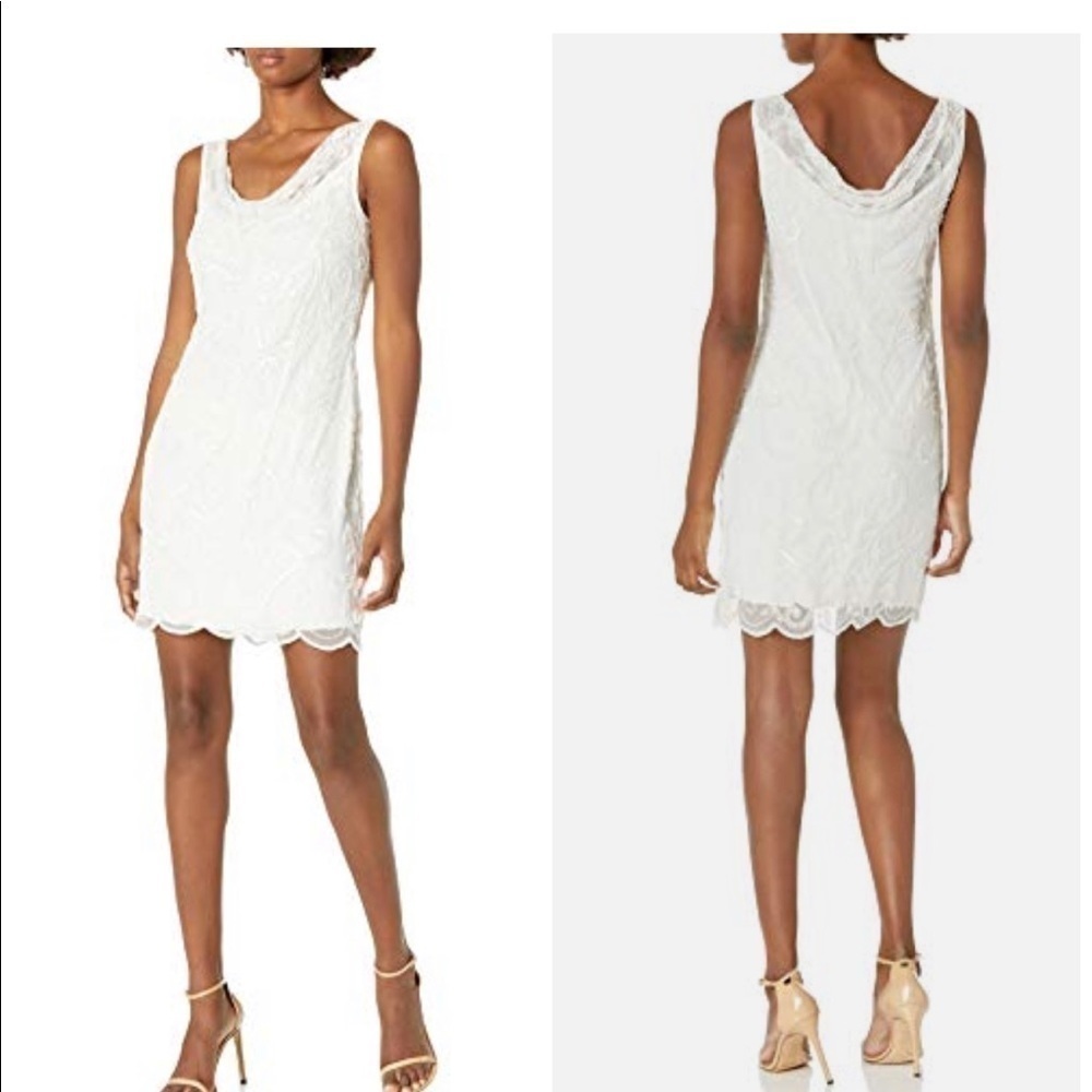 J Kara Sleeveless Floral Beaded Dress